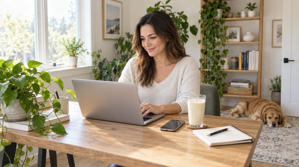 Working from a bright home office